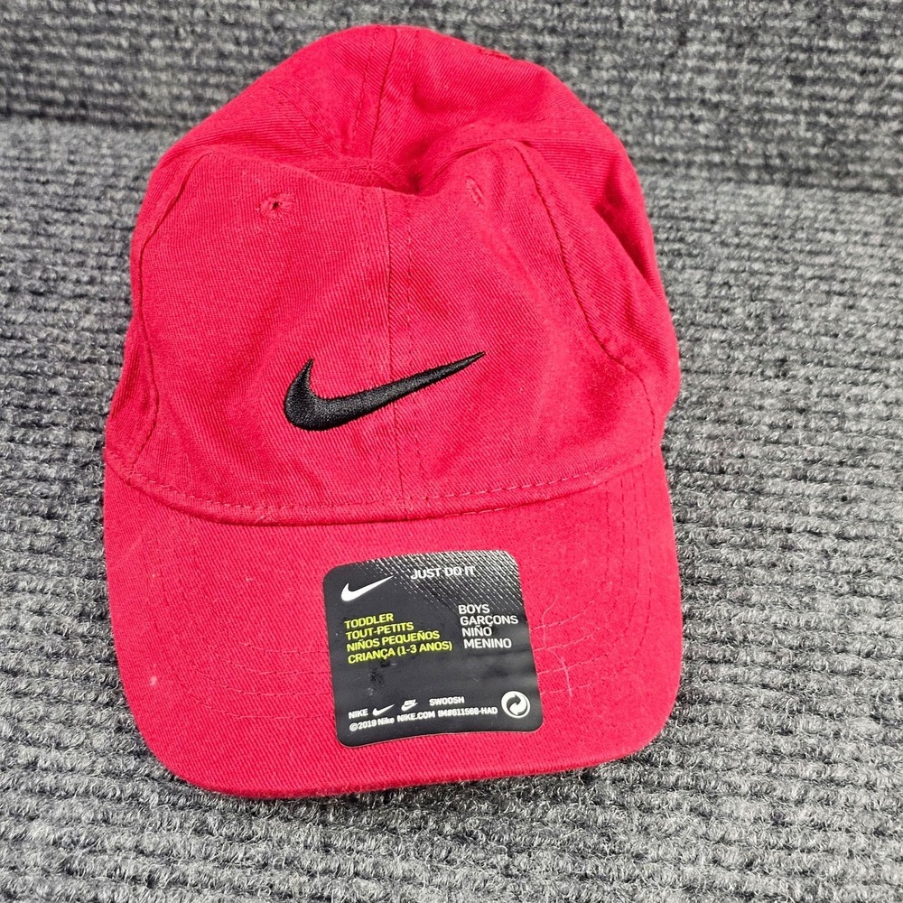 Nike Hat Boys Toddler Adjustable Red Swoosh Baseball Cap Strap Sports